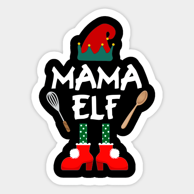 Mama Elf Funny T shirt Family Christmas Sticker by TeeAaron